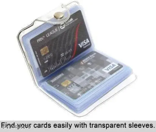 Plastic transparent button ATM card holder, 5-compartment, lightweight, slim, India origin
