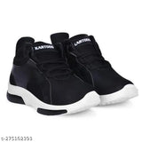 Black casual sports running sneakers for kids