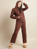 Velvet Full-Sleeve Hoodie Tracksuit, Solzieq Women's Winter Wear in Solid Design, perfect for cozy loungewear