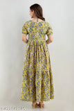 Cotton Jaipuri print Anarkali kurti, Indian women's maxi dress with short sleeves, soft fabric, versatile design for various occasions