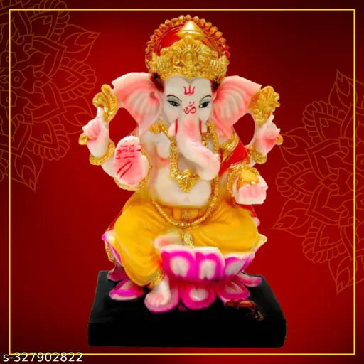 Poly Resin Ganesha Idol, 8cm x 10cm x 14cm, Indian Ganesha Murti for Home