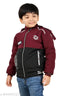 Maroon printed casual jacket, boys long sleeve hooded winter polyester jacket (Maroon) for cold weather wear