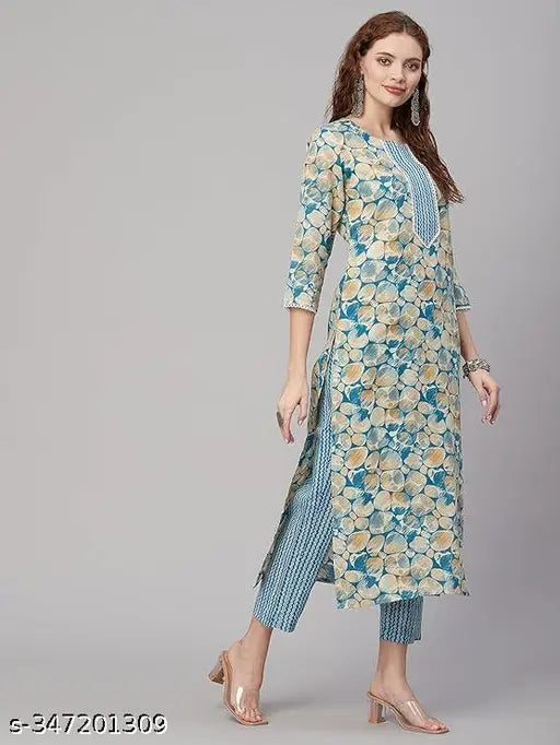 Cotton blend three-quarter sleeve printed shirt, Indian fashion for women's casual wear [XXS - XXXXL]