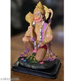 Gold polyresin SATYAM KRAFT Lord Hanuman Ji Idol with Gadha, ideal for home or office temple decoration, car dashboard, or Puja showpiece