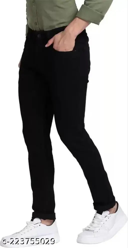 Black denim MARKVIEW mens skinny fit jeans, comfortable and stylish for a perfect fit (size 28, 30, or 32)