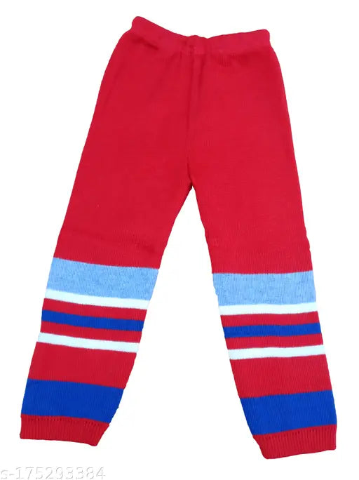 Red striped kids' wool sweater set (NJ Line), high-quality Indian-made winter wear for toddlers