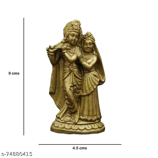 Antique finish gold Radha Krishna resin idol figurine (45x25x9cm), Indian artisan crafted gift for devotion or home decor