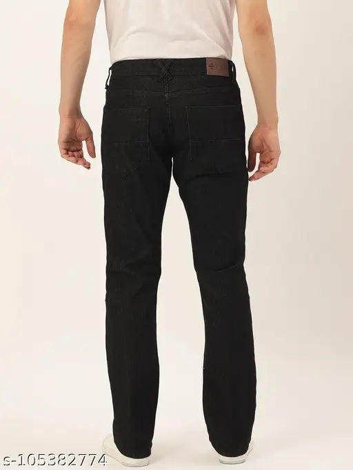 Cotton blend stretchable Boot cut jeans for men by IVOC, solid color and five-pocket design