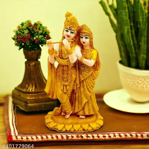 Resin Radha Krishna Idol (19cm x 11cm), exquisite Indian decorative gift for home, living room, mandir, or office