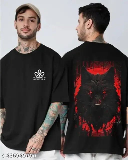 Oversized cotton blend t-shirt for men, printed anime design, available in multiple colors