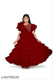 Indian net print Kids formal gown, short sleeves, sizes 5-16