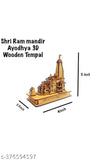 3D wooden Ram Mandir Ayoudhya figurine, small size for office decoration and car dashboard, Indian craftsmanship