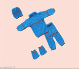 Woolen unisex sweater set, embellished net pattern. Newborn to 6 months, from The Varman Creations