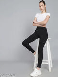 Stylish lycra blend jegging combo with zip detail and side pockets, available in various sizes up to 34