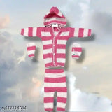 Striped cotton payjama, shirt, cap, and shocks set for cute baby winter clothing, Indian-made baby winter wear with long sleeves