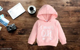 Cotton blend long sleeve hoodie sweatshirt for baby boy and daddy's girl, printed pattern with attached hood and side pockets, casual & stylish collection for infants to early school age