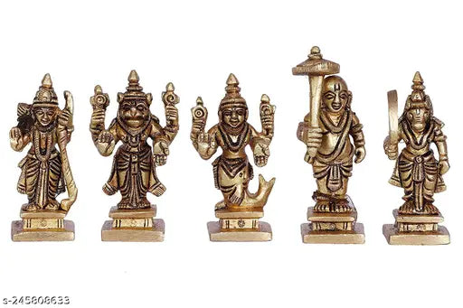 Brass Dashavatara idol set, ten incarnations of Lord Vishnu, brass material, religious statues for temple decor, height 25 inches