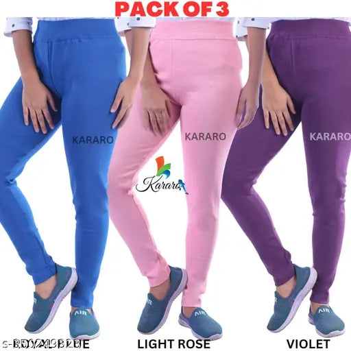 Cotton blend, stylish jeggings pack of 3 - women's solid jean leggings for comfortable, trendy wear. Available in sizes 26-Free Size (India origin)