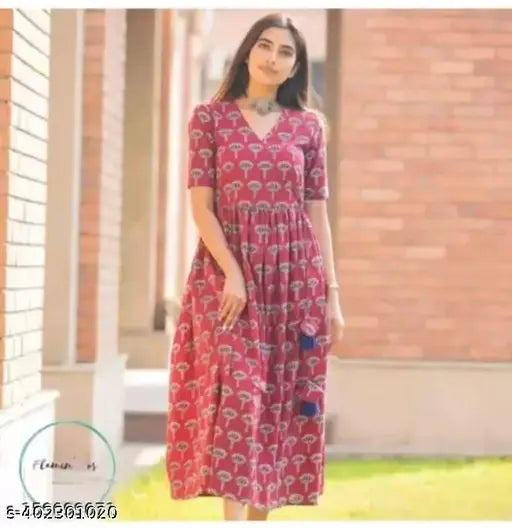 Flared Jaipuri printed kameez with floral design