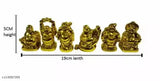 Golden, polyresin Feng Shui Laughing Buddha figurine set for wealth and happiness from India