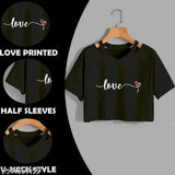 Delux Look Branded cotton blend crop top, printed net design in premium quality, short sleeves