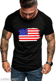 Cotton round neck printed men's t-shirt, short sleeves, vibrant design. Made in India. [size] available