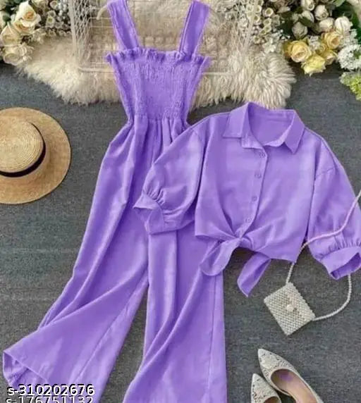 Sleeveless crepe modern jumpsuit for women, solid color, Made in India