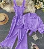Sleeveless crepe modern jumpsuit for women, solid color, Made in India