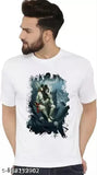 White polyester Shri Ji Mahadev men's t-shirt with print, short sleeves, S/M/L/XL sizes, suitable for daily wear