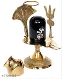 Navy blue brass Shivling, Indian decorative showpiece idol for home pooja