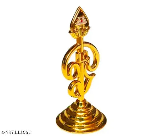 Metal Murugan vel with om word plain design God Idol, 4.5 inches high and wide, ideal for car dashboards or home decorations