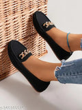 Synthetic upper buckle detailed loafers by ELUXE PARIS, comfortable for women & girls in fashionable PVC soles