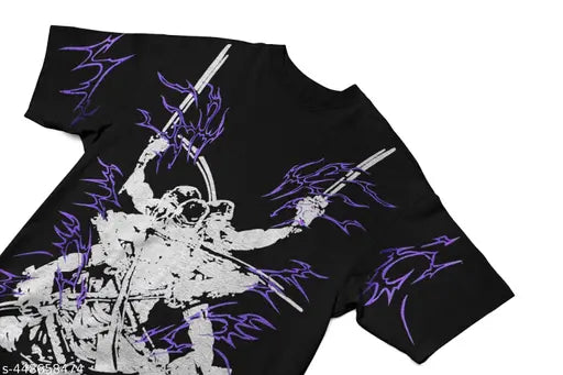 DeepBlack cotton loop knit Anime-Inspired Kakashi Hatake oversized t-shirt, non-PVC DTF print on eco-conscious fabric, perfect fit for Indian weather