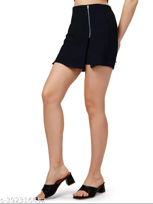 Blue denim shorts with short skirt
