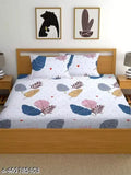 Glace cotton botanical-patterned, superfine premium quality fitted double king bedsheet with two 18x28 pillow covers, ideal for summer - HARSH PRODUCT