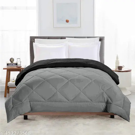 Reversible microfiber comforter single bed (220 GSM wadding, 110 GSM peached extra soft microfiber fabric), all-weather compatible for year-round comfort