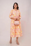 Anarkali kurta, printed in a floral pattern, cotton fabric