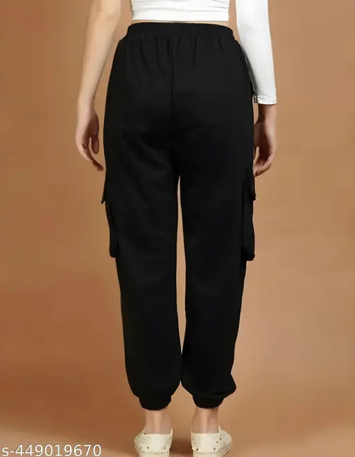 Winter joggers, women's, black pants with pockets