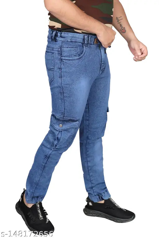 Denim dyed/washed jogger from BUZZIC, size [size], perfect for a casual look, made in India