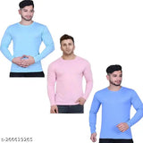Men's Solid Full Sleeve Nylon T-Shirt Pack of 3 in Multicolor - Durable, moisture-wicking, long sleeve shirts from India