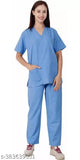 Blue polyester scrub suit for nurse/doctor, essential protective clothing with short sleeves and pants, India origin