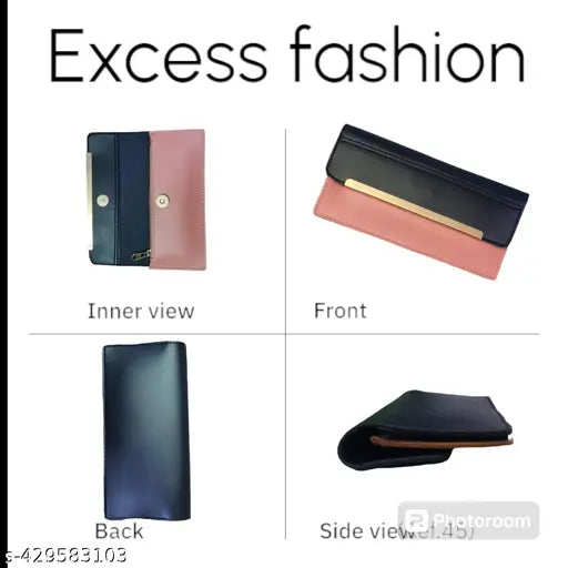 Black leather purse, stylish for trendy casual occasions or parties, expensive and chic, with a large compartment for your essentials