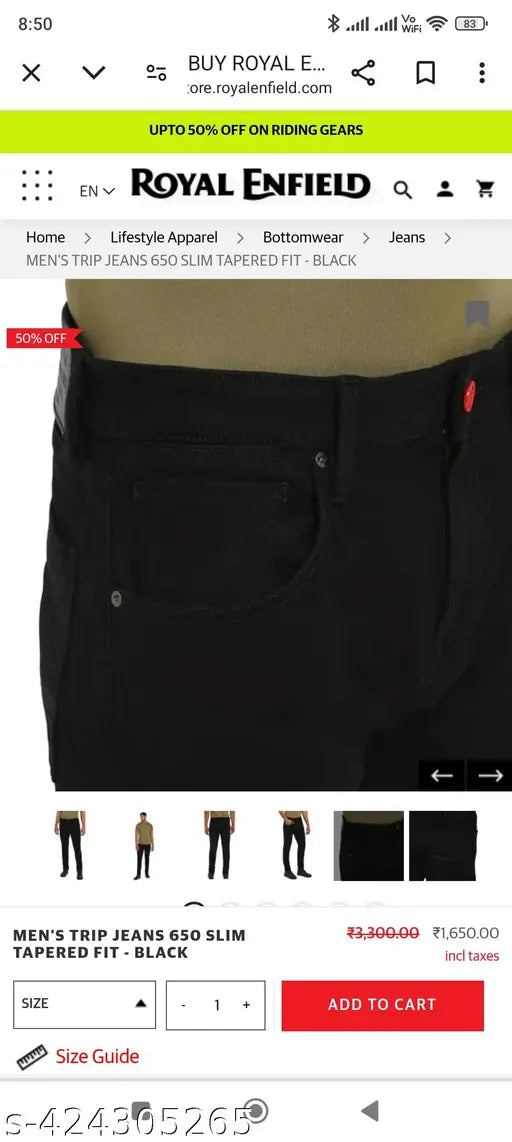 Men's black polycotton solid-color denim jeans, size 28-34 from India