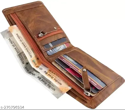 Trendy Zhermack PU Leather Wallet, features two zip pockets for currency & coins, 5 card slots, and 2 currency compartments. Solid design, high-quality artificial leather accessory