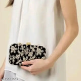 Black embellished clutch with multiple card slots