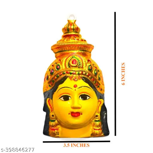 Metal god idol, GOWRI FACE, AMMAVARI FACE, MATA FACE, 6 inches size, Indian handcrafted religious statue