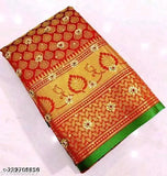 Brocade silk saree with paisley border and floral designs