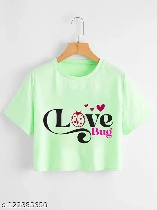 Stylish cotton blend women's t-shirt with printed pattern, short sleeves, sizes: S, M, L, XL