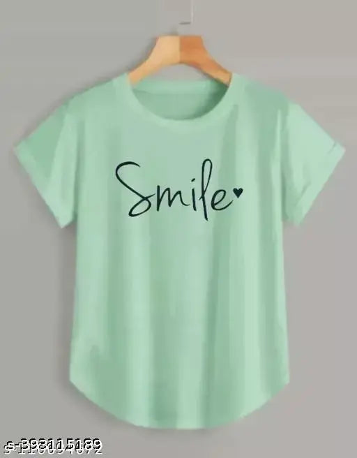 Cotton blend short sleeve t-shirt for women, stylish modern print design - India origin