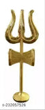 Brass gold Shiv Ji Trishul decorative showpiece, intricately detailed, 11cm tall